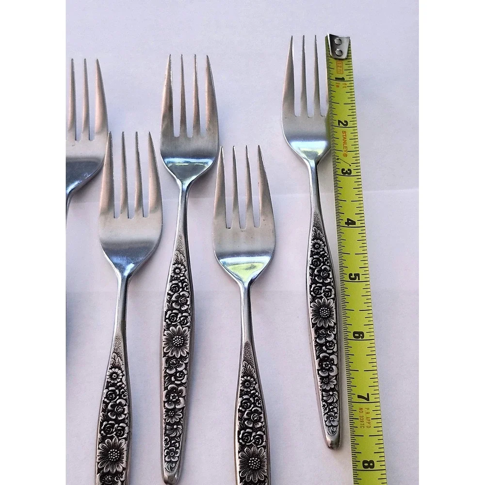 VTG Interpur Jardinera Stainless Dinner Forks Black Accent Flatware set of 7 MCM